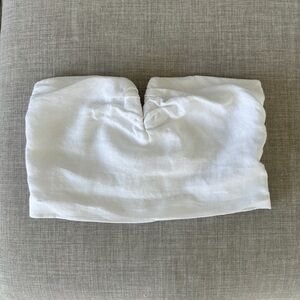 White Bandeau Linen Top